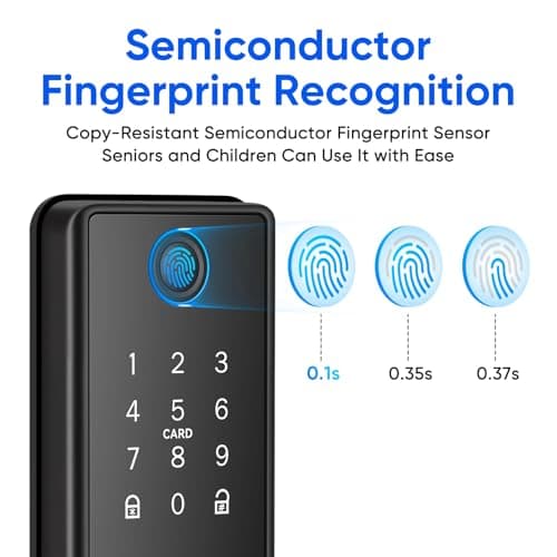 MYPIN Smart Door Lock with Biometric Fingerprint & Touchscreen Keypad, 6-in-1 Unlock, One-Touch Lock/Unlock, Auto Door Swing Detection Compatible with Apple Watch for Front Door — view 4