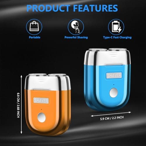 LOPHE Mini Electric Shaver,Electric Razor for Men,2-Speed Magnetic Shaver, 9500RPM USB Rechargeable Pocket Razor for Travel & Daily Use, Sky Blue — view 2