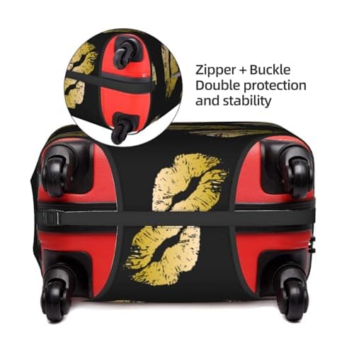 WKSGDSG Luggage Covers for Suitcase TSA Approved, Gold Lips Elastic Suitcase Cover Protector Fits 18-21 Inch Luggage, Anti Scratch Washable Travel Suitcase Cover for Adult & Kid — view 3