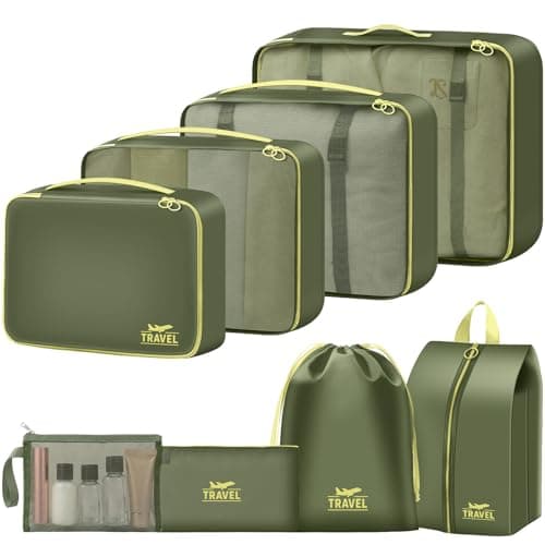 MOFELON 8PCS Packing Cubes for Suitcase, Travel Luggage Organisers for Backpack, Waterproof Suitcase Organiser Bags, Travel Essentials Accessories - GREEN