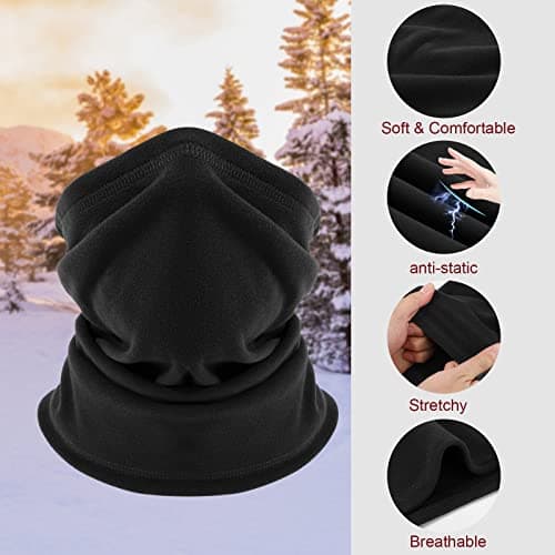 TAGVO Winter Thermal Neck Warmer Scarf, Soft Polar Fleece Thick Unisex Neck Gaiter Elastic Multifunctional Balaclava Windproof Skiing Neck Tube Ear Warmer Balaclava Hood Mask for Outdoor Sports — view 4