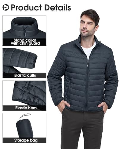 Outdoor Ventures Men's Puffer Jacket Packable Lightweight Quilted Jacket — view 4