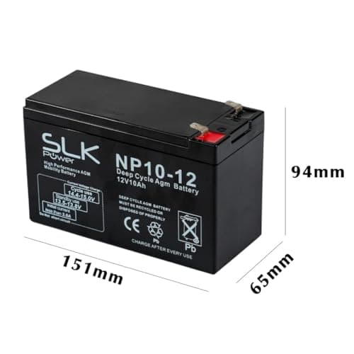 SLK Power Mobility Scooter AGM Battery Pair of 2 x 12v 10ah Reliable And long Lasting Replacement Batteries For Electric Scooters And Wheelchairs — view 2