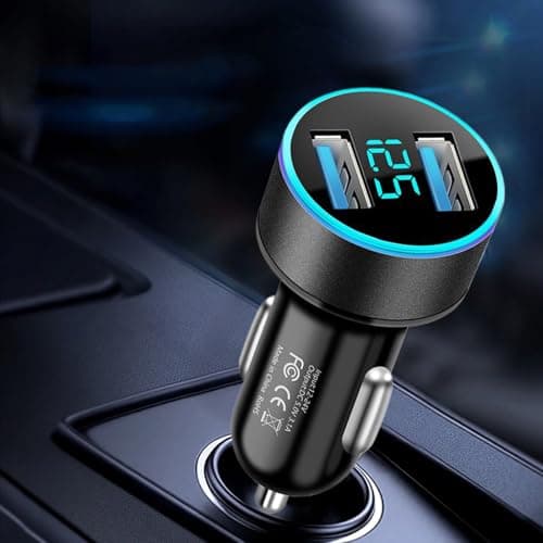 Car Charger - 2-Port Cellphone Charging Device - Auto Charger Adapter | for Drivers Road Trips Long Drives Daily Commute Family Vacations Business Travel Camping SUVs RVs Sedans — view 3