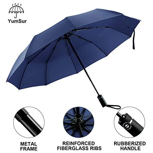 YumSur Automatic Umbrellas - Windproof Lightweight Travel Compact Folding Umbrella Sunflower Design, Reinforced Canopy, Auto Open/Close, for Business and Travels or Summer Wedding Gifts — view 4