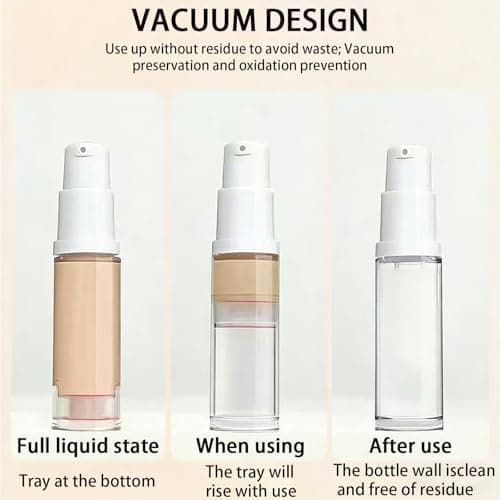 4 Pcs 10ml Empty Airless Pump Bottles, Refillable Vacuum Cosmetic Container, Clear Travel Pump Bottles for DIY Foundation, Moisturiser, Gel, Lotion, Shampoo, Toiletry, Face Wash, Sunblock — view 3