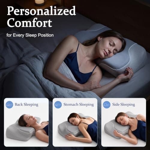 CloudNook Memory Foam Pillow for Neck Pain Relief, Ergonomic Cervical Neck Pillow, Orthopedic Contour Bed Pillows for Side, Back & Stomach Sleepers with Breathable Cooling Cover — view 3