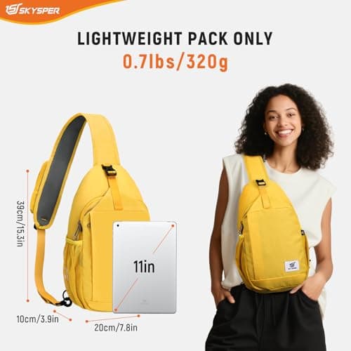 SKYSPER Sling Bag RFID Cross Body Bag Recycled Crossbody Backpack Travel Daypack(Apricot) — view 2