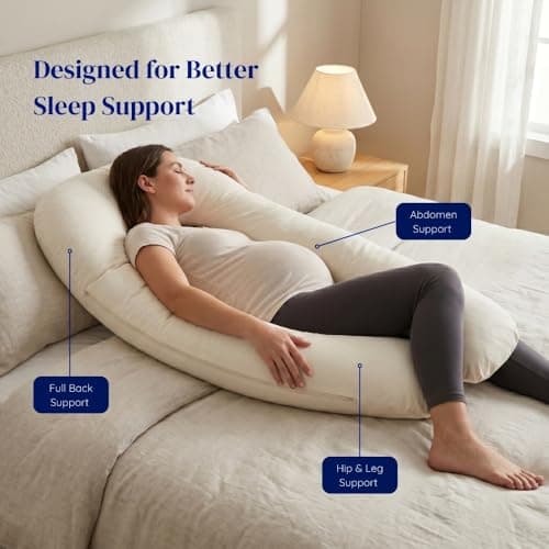 Big C U Shaped Maternity Pregnancy Full Body Support Pillow with Sky Blue Cover – Made in Britain - Super Soft Supportive Cushion with Super Bounce Hollowfibre Filling for Full Body Support — view 4