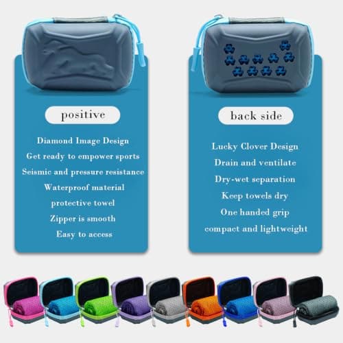 Cooling Towel with EVA Hard Case, Instant Ice Towel for Neck Face, Soft Breathable Gym Towel, Fast Drying Cooling Scarf for Workout, Hiking & Sports (A-4) — view 6