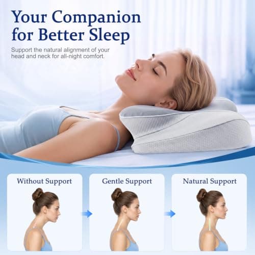 CloudNook Memory Foam Pillow for Neck Pain Relief, Ergonomic Cervical Neck Pillow, Orthopedic Contour Bed Pillows for Side, Back & Stomach Sleepers with Breathable Cooling Cover — view 2