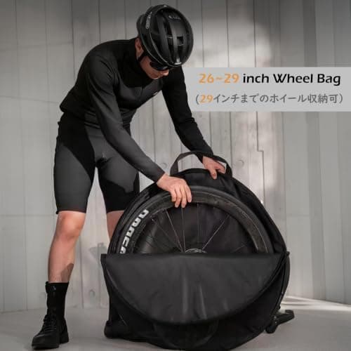 TRIWONDER 2 Pack Bike Wheel Bag Bicycle Wheelset Travel Bag Carry Handbag Cycling Wheel Storage Cover for MTB Mountain Road Bike (26'', Black) — view 5