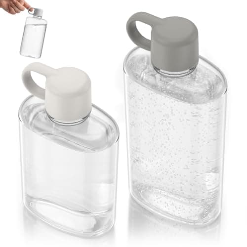 Sesaver 2Pcs Flat Water Bottle Set with Handle(Grey+White)