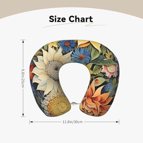 BOAITENYU Oil On Canvas Sunflower Memory Foam Travel Pillow Soft Comfort U-Shaped Neck Pillow Snug Fit Cushion for Travel Wearing — view 5