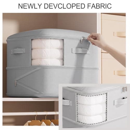 2Pack Compression Comforter Space Saving Bag - 2 Layer Moistureproof Storage Bags with Dual Zips Washable Polyester Mouldproof Organiser Bags 54 * 42 * 30cm for Bedding Duvet (Gray) — view 4
