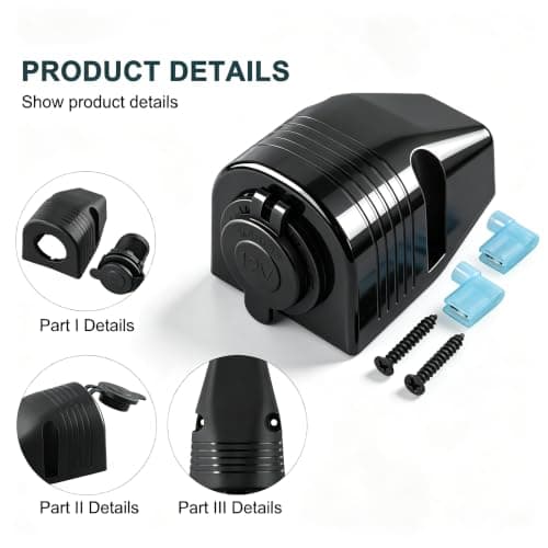 Surfaces Mount Socket 12V/24V Waterproof Power Outlet for Car Boat Motorcycle GPS Camera, Black Plastic Dashboard Accessory with Screws — view 3