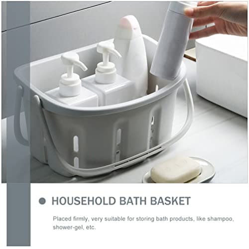STOBAZA Portable Pp Bathroom Shower Basket with Handle White — view 5