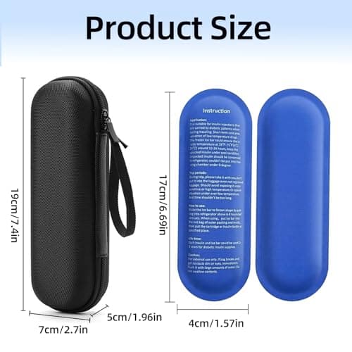 QILUCKY Insulin Cooler Travel Case, Diabetic Travel Case with 2 Nylon Ice Packs, Diabetic Supplies Insulin Pen Case, Portable Insulin Travail Case(Black) — view 2