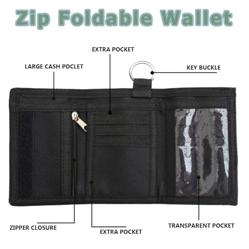 Bogoro Camouflage Wallet Travel Card Holder Wallet Three Door Slim Wallet Rfid Kids Sports Canvas Coin Purse for Kids, Boys and Girls, Army Grey, 12 x 8 x 1 cm, Modern — view 4