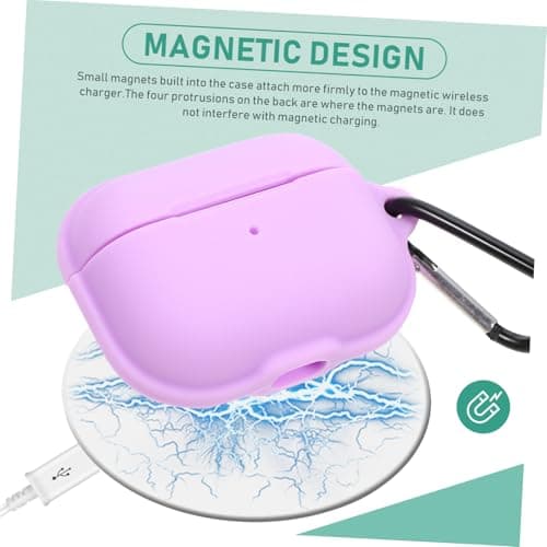 LOLIPPYY Magnetic Silicone Headphone Case for Wireless Earbuds, Wear-resistant Protector Cover, Compatible Earphone Box for Travel in Lavender Purple — view 6