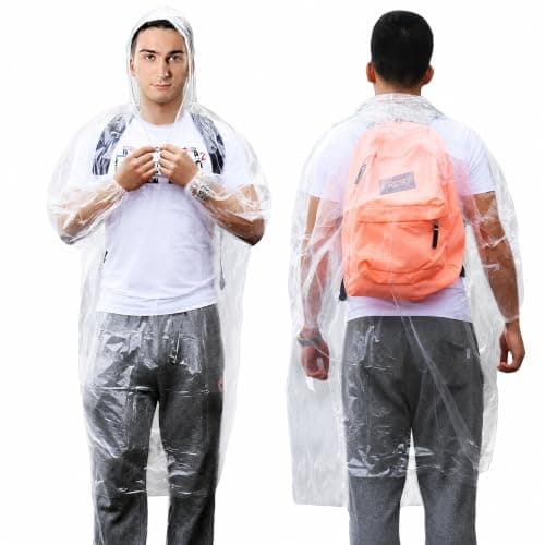 Cosowe Rain Ponchos Waterproof Adults, 5 Pack Clear Raincoats Disposable, Family Pack Festival Plastic Coats for Women Men with Sleeves Hood — view 2