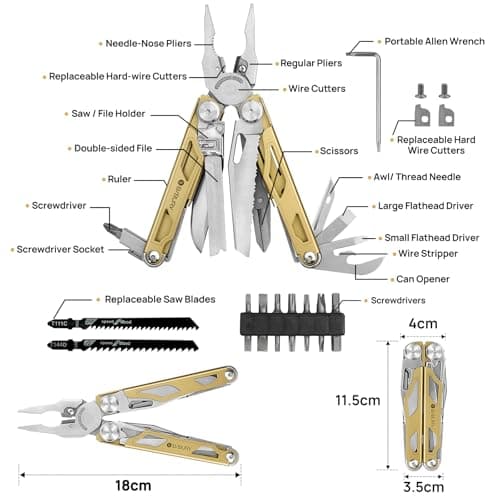 BIBURY Multitools, Multi Tool Foldable Pliers Screwdriver-Gold BI2045D Pro — view 2