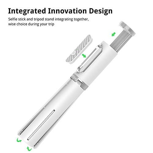 ATUMTEK Selfie Stick Tripod, 3-in-1 Extendable Aluminum Phone Tripod with Detachable Bluetooth Remote, Compatible with iPhone 17/16/15/14/13/12/11/11 Pro/XS Max/XR and Samsung Smartphones, White — view 2