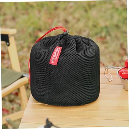 Pesoncarl Camping Pot Bag, Camping Cookware Mess Kit Bag, Kitchen Cutlery Organizer With Drawstring, Black Nylon Mesh Outdoor Cookware For Bbq Fishing 22x25cm — view 2