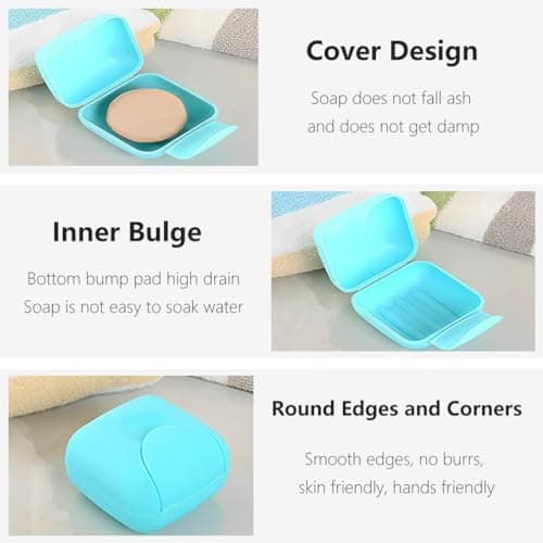 4PCS Travel Soap Case, Soap Bar Travel Soap Dish with Lid Waterproof Leakproof Square Small Soap Box Container Holder Closable Soap Holder Portable Soap Dish Travel for Shower Outdoor Hiking Camp Gym — view 4