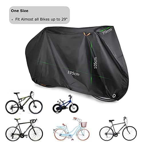 BEEWAY Bike Cover, Waterproof Bicycle Cover Indoor Outdoor Storage - 210T Nylon with Pu Coating, Safty Straps, Lock-holes, Fits for Most Bikes up to 29" — view 3