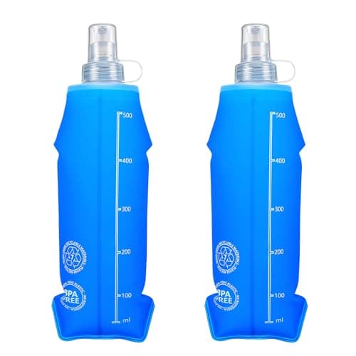 Vyuwast 2 Pack Collapsible Foldable Running Water Bottle, 500ML Soft Flask