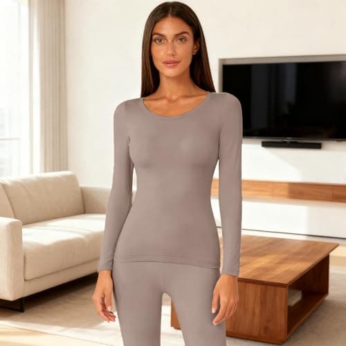 Thermal Underwear for Women Soft Elastic Warm Base Layer Clothing Gray — view 2
