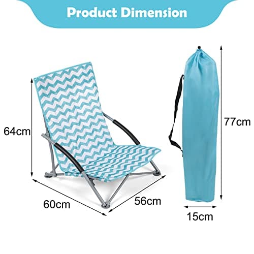 Unibos Set of 2 Folding Low Camping Chair, Lightweight,Foldable,Portable Garden Beach Chair Perfect for Camping,Garden,Festivals,Fishing,Caravan Trips and BBQs (Zigzag) — view 2