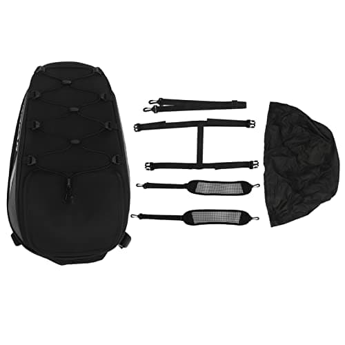 Dilwe Motorcycle Seat Bag PU Leather Motorcycle Tail Bag Large Capacity Travel Luggage for Dirt Bike Motorbike Riders Commuting Touring and Daily Storage (White) — view 6