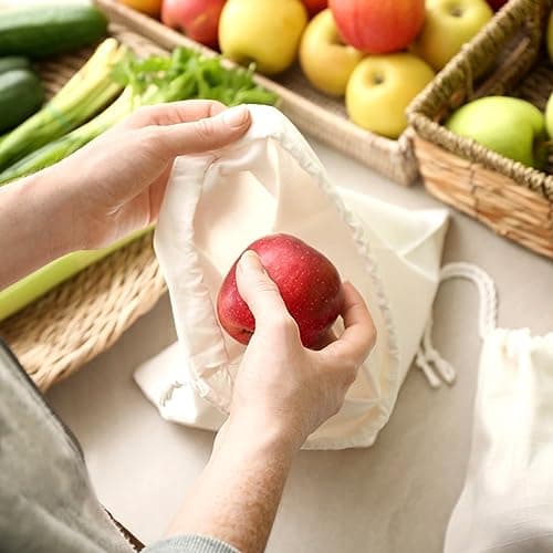 Daelesr 10 Pack Cotton Muslin Drawstring Bags, Linen Canvas Storage Bag 20 * 30cm Cotton Shopping Bags Plain for Clothes Bread Candy Cooking Gift DIY Reusable — view 6