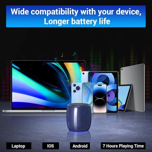 ZYMY Small Bluetooth Speaker Wireless, Mini Speaker IPX7 Waterproof, Blue — view 3