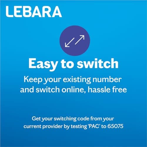 Lebara Mobile SIM Card: 100GB Data SIM Only Plan for £10, Half Price for First 3 Months, No Contract, UK Calls, Texts, International Minutes, EU and India Roaming Included, Fits All Devices — view 2