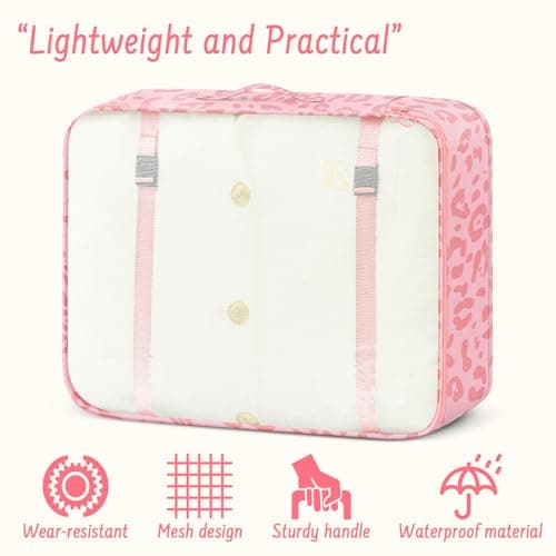 MOFELON 8PCS Packing Cubes for Suitcase, Travel Luggage Organisers for Backpack, Waterproof Suitcase Organiser Bags, Travel Essentials Accessories - Pink leopard print — view 3