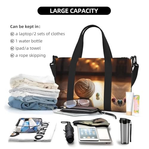 Powzjzw Knitting Wool Travel Duffle Bag Weekender Carry On Tote Bags for Women Hospital Bags for Labor and Delivery Overnight Luggage Bag — view 5