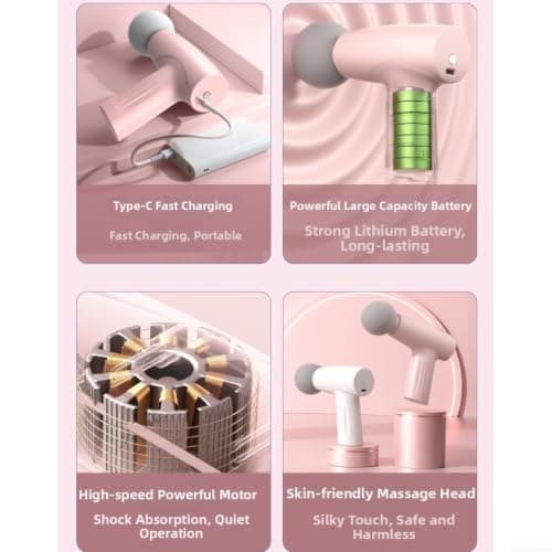 Portable Fitness Trainer for mini Massage 3 Levels Low Noise 45dB USB Rechargeable for Stiffness Relief Gym Travel Pink(Pink) — view 6