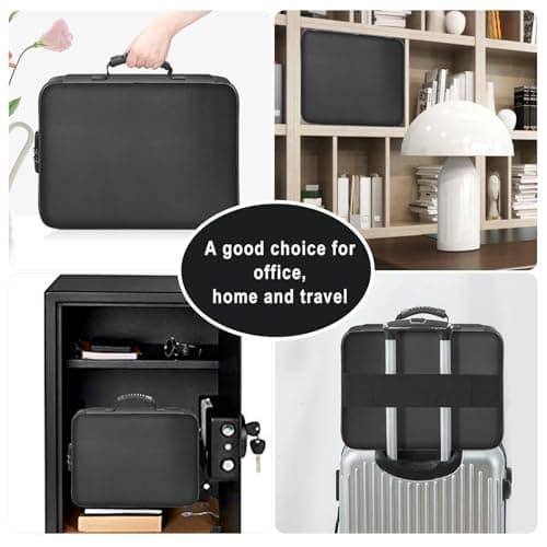 Fireproof Document Box, Waterproof File Organiser Box, Safe Portable Home Fire Lockable Storage Boxes, Collapsible Travel Document Holder, File Storage Boxs with Inserts Bags and Zipper (Grey) — view 4