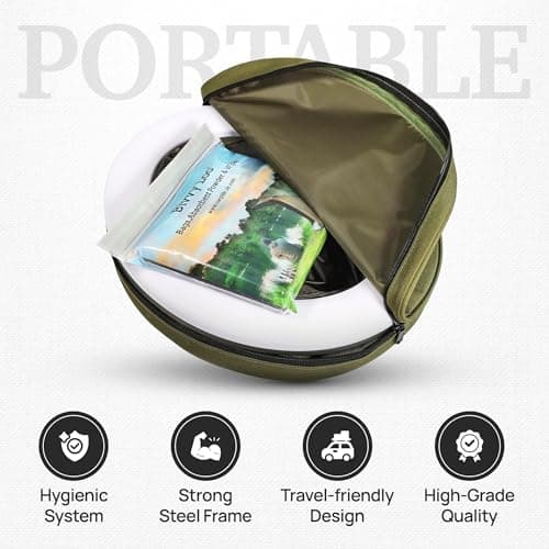 CarpLife Bivvy Loo Kit - Folding Portable Toilet with Liners, Waste Powder, Wipes - Collapsible Fishing Toilet, Festival Potty, Porta Potty Bucket, Portable Loo for Camping, Hiking & Road Trips, Green — view 3