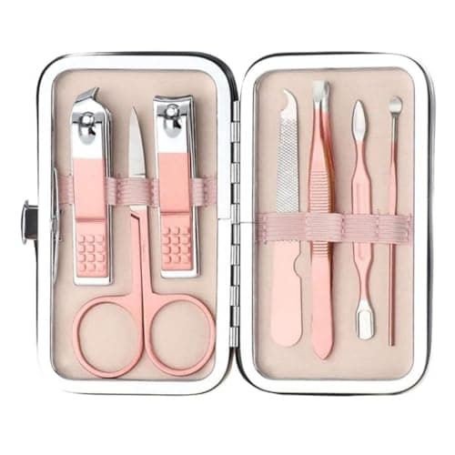 aRKé Manicure Set Nail Clippers Cutter Tweezers Eyebrow Scissors Professional Rose Gold Stainless Steel Manicure and Pedicure Tools Travel Size Nail Grooming Kit with Case for Women