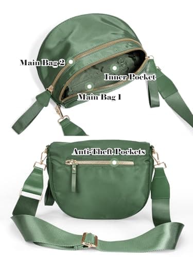Pure Colour Crossbody Bag Bum Bag for Women,Spacious Purse Fanny Packs Belt Bag,Oversized Bum Bag, Colour Bum Bag-Bean Green, 11.0 Inches X 8.6 Inches X 4.5 Inches, Casual — view 4
