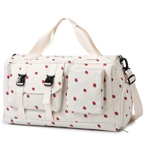 unisoul Corduroy Sports Gym Bag for Women Girls with Shoes Compartment