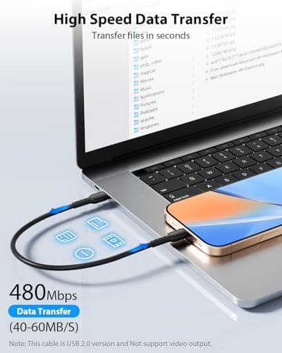 SOOPII 10-Pack Short USB C to USB C Cables,8 Inch/0.7Ft 60W Type C Fast Charging Cables,Compatible with lPhone,Galaxy,lPad,MacBook,Charging Station and Power Bank Accessory(Black) — view 4