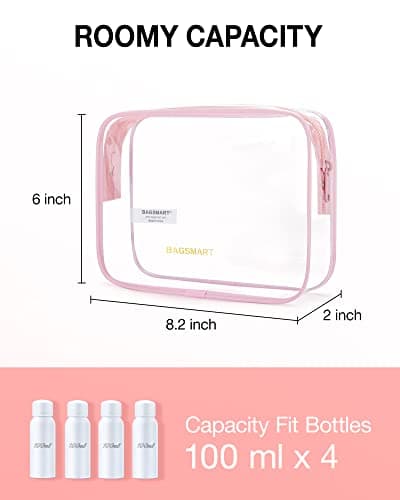 BAGSMART 2pcs Clear Toiletry Bag TSA Travel Essential for Makeup Liquids — view 3