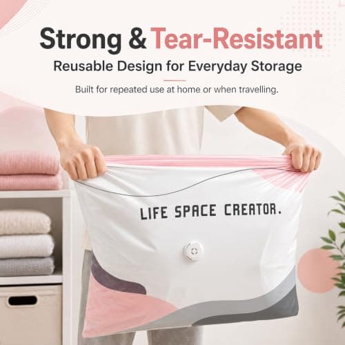 No Pump Vacuum Storage Bags, 2 Pack 70 x 50 cm Space Saver Bags for Duvets — view 4