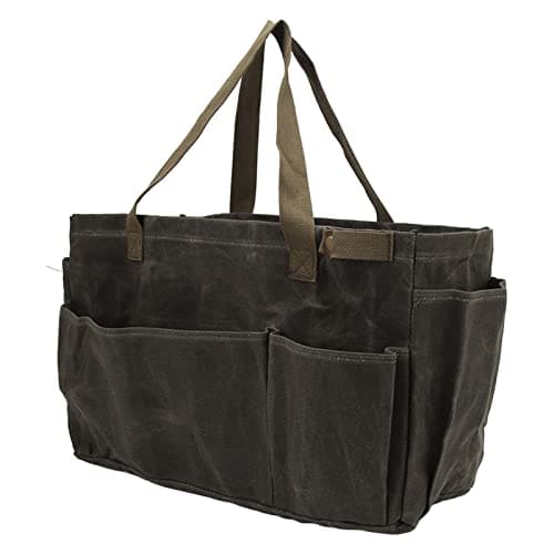 Canvas Pot Bag Durable Large Capacity for Camping, Garden Tool Bag for Outdoor Activities (Olive Green)