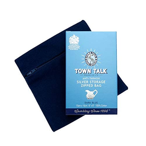 Town Talk Anti-Tarnish Zipped Silver Storage Bag 15x15cm Dark Blue